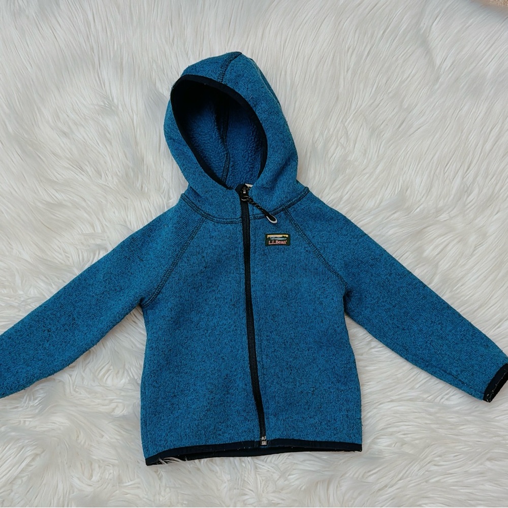 LL Bean Kids Hooded Fleece Jacket Blue 2T — Warm, Soft, Good Condition